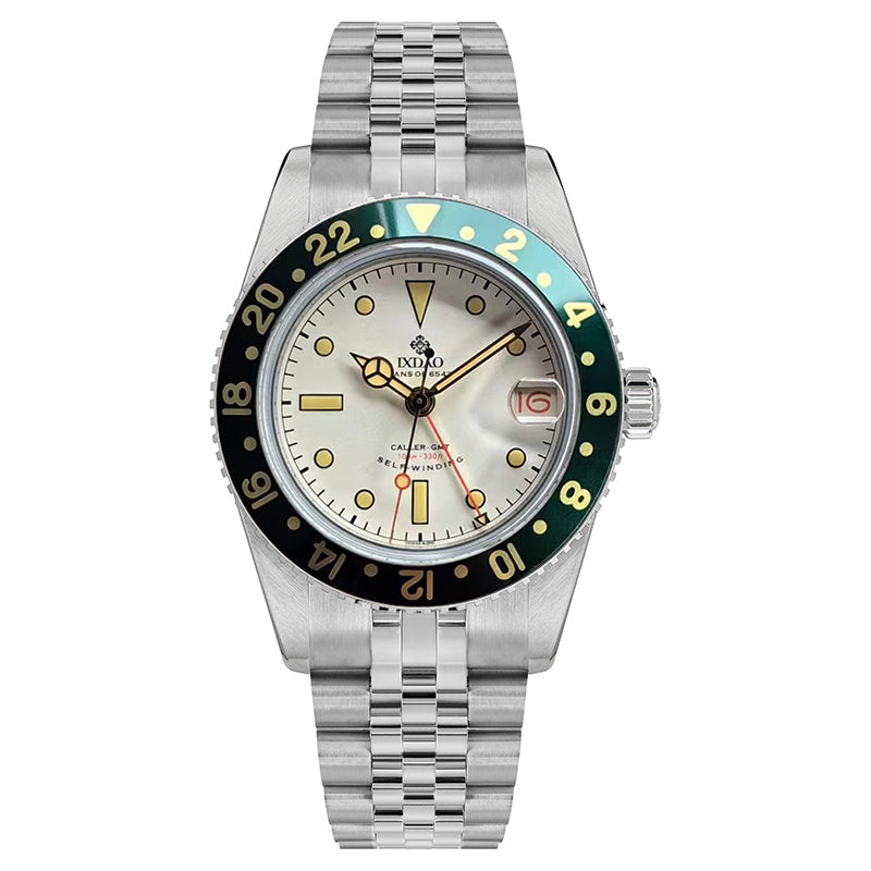 IXDAO 6542 Vintage 38MM NH34 GMT 904L Automatic Dive Watch Grey Dial IXDAO Watch Official Store