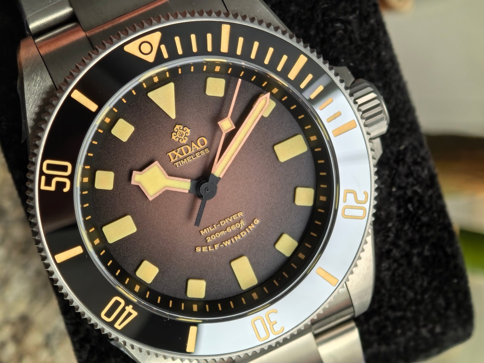 IXDAO Titanium 39mm Automatic Dive Watch-Gradient brown dial IXDAO Watch Official Store