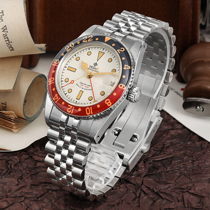 IXDAO 6542 Vintage 38MM NH34 GMT 904L Automatic Dive Watch Grey Dial IXDAO Watch Official Store