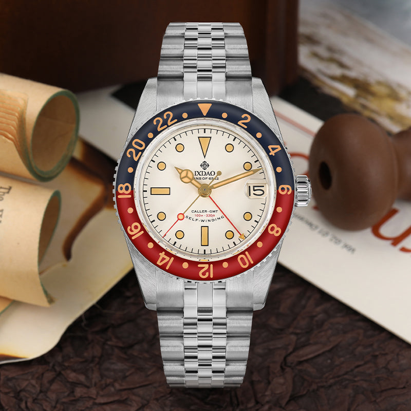 IXDAO 6542 Vintage 38MM NH34 GMT 904L Automatic Dive Watch Grey Dial IXDAO Watch Official Store
