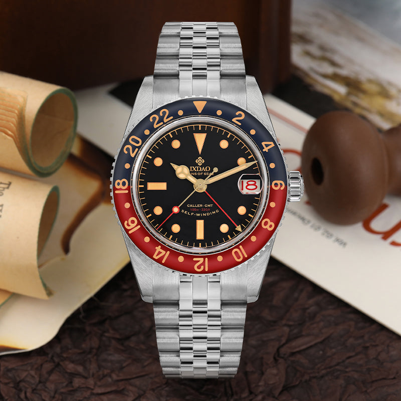 IXDAO 6542 Vintage 38MM NH34 GMT 904L Automatic Dive Watch Grey Dial IXDAO Watch Official Store