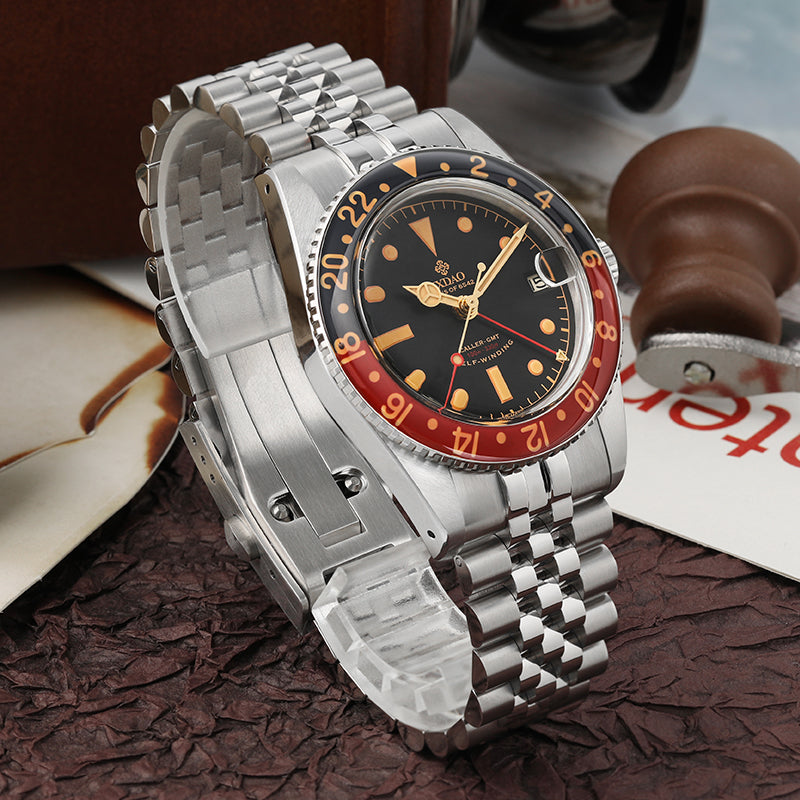 IXDAO 6542 Vintage 38MM NH34 GMT 904L Automatic Dive Watch Grey Dial IXDAO Watch Official Store