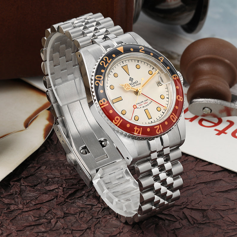 IXDAO 6542 Vintage 38MM NH34 GMT 904L Automatic Dive Watch Grey Dial IXDAO Watch Official Store