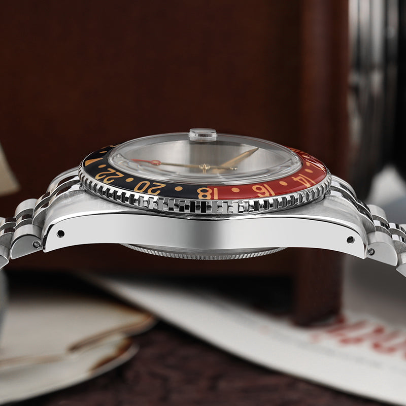 IXDAO 6542 Vintage 38MM NH34 GMT 904L Automatic Dive Watch Grey Dial IXDAO Watch Official Store