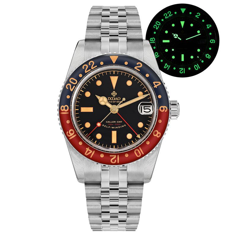 IXDAO 6542 Vintage 38MM NH34 GMT 904L Automatic Dive Watch Grey Dial IXDAO Watch Official Store