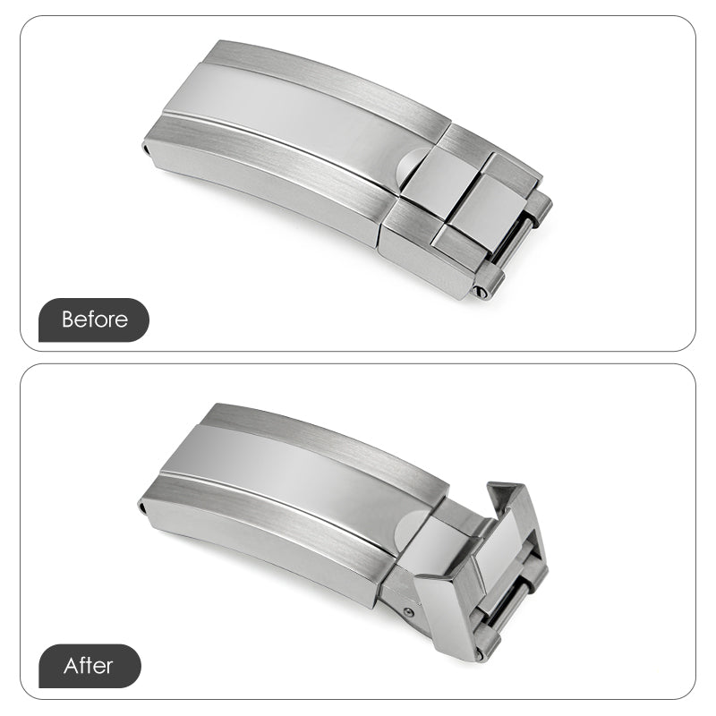 Adjustable Stainless Steel Watchband Buckle Solid Brushed Mid polised clasp IXDAO Watch Official Store