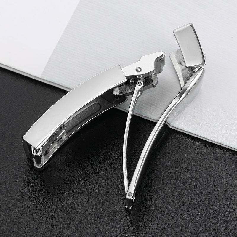 Adjustable Stainless Steel Watchband Buckle Solid Brushed Mid polised clasp IXDAO Watch Official Store