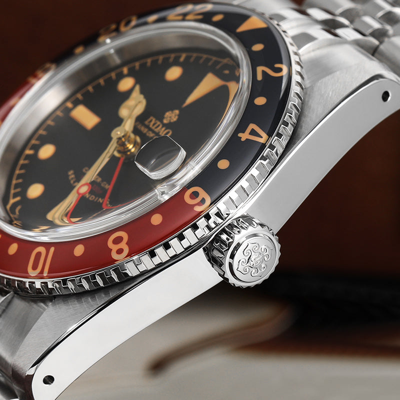 IXDAO 6542 Vintage 38MM NH34 GMT 904L Automatic Dive Watch Grey Dial IXDAO Watch Official Store