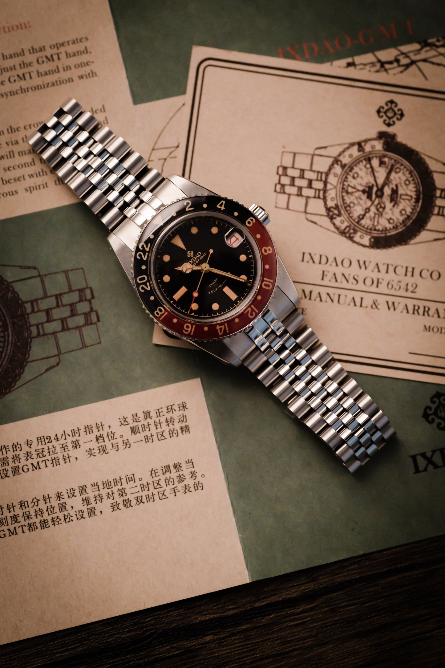 IXDAO 6542 Vintage 38MM NH34 GMT 904L Automatic Dive Watch Grey Dial IXDAO Watch Official Store