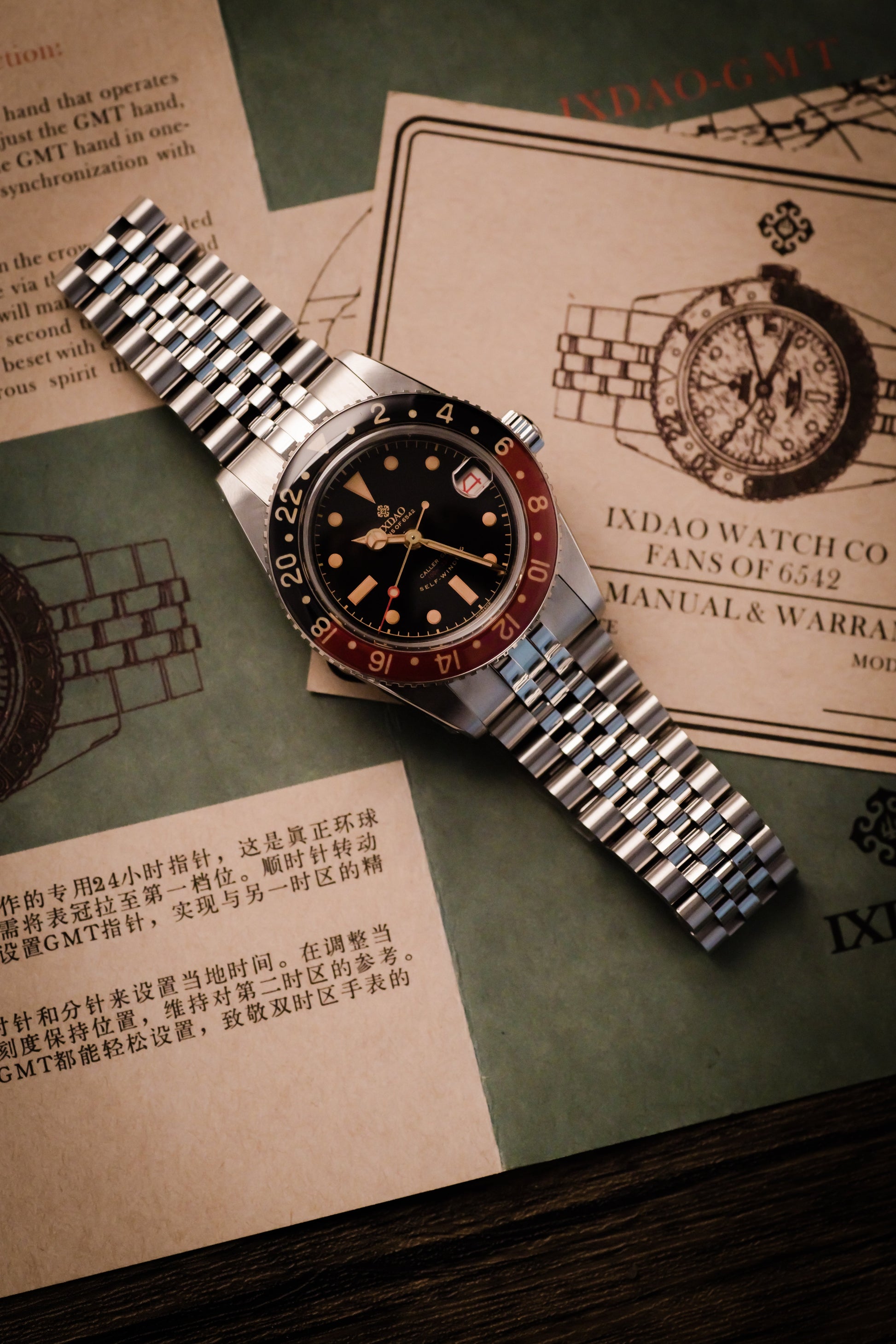 IXDAO 6542 Vintage 38MM NH34 GMT 904L Automatic Dive Watch Grey Dial IXDAO Watch Official Store