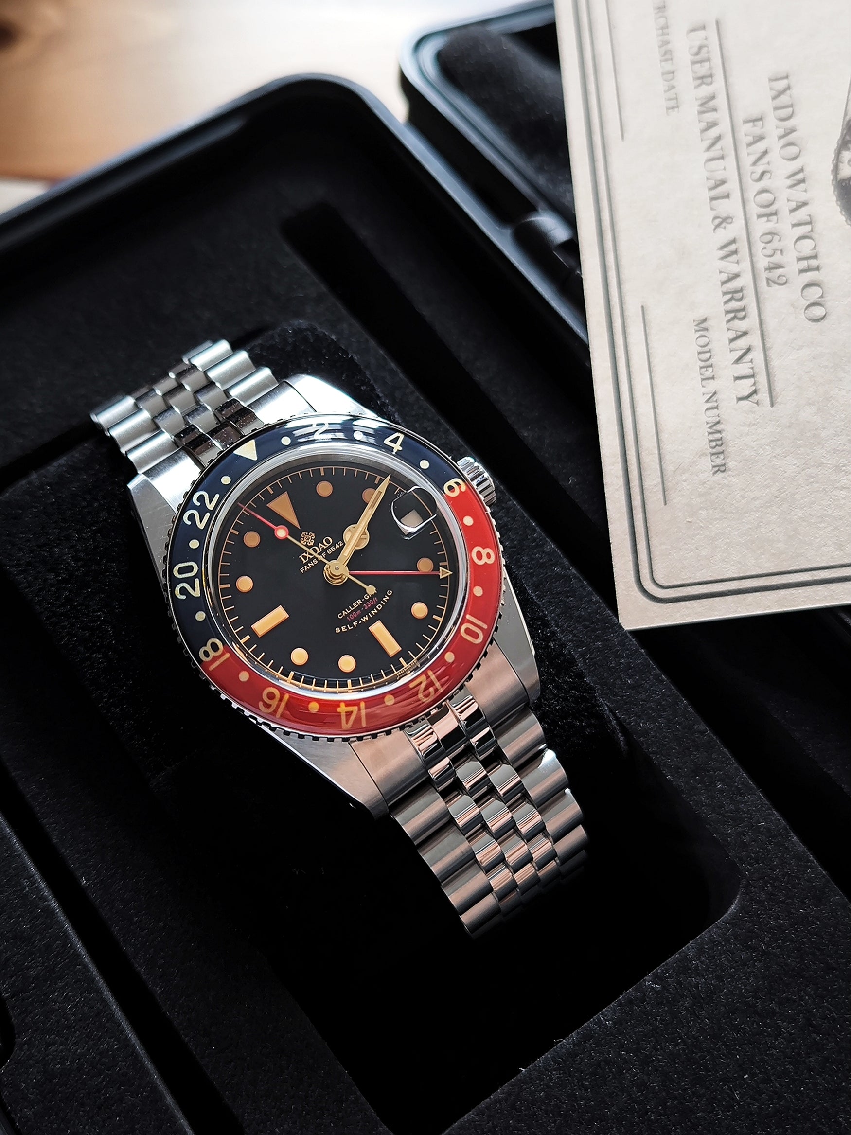 IXDAO 6542 Vintage 38MM NH34 GMT 904L Automatic Dive Watch Grey Dial IXDAO Watch Official Store