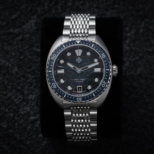 IXDAO IPOSE 2025 New Men's Blue Dragon Scale Pattern Mechanical Diving Watch IXDAO Watch Official Store