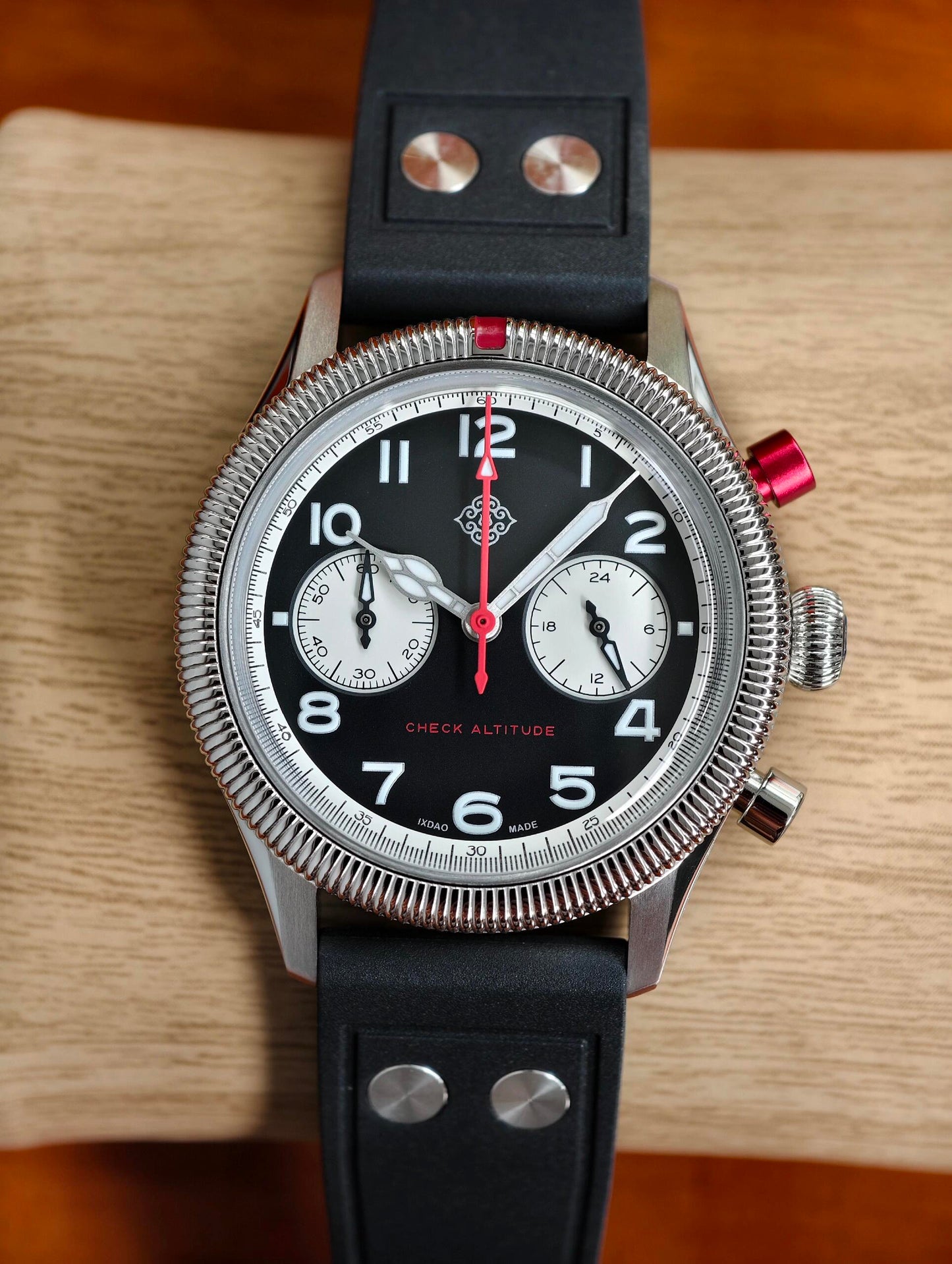 ★Early Bird★IXDAO 39mm VK64 Pilot Chronograph Watch Black Dial