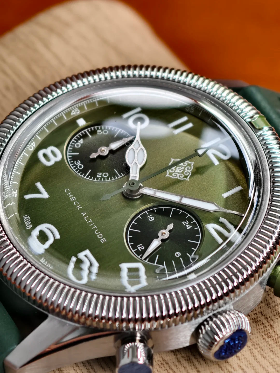 ★Early Bird★IXDAO 39mm VK64 Pilot Chronograph Watch Green Dial