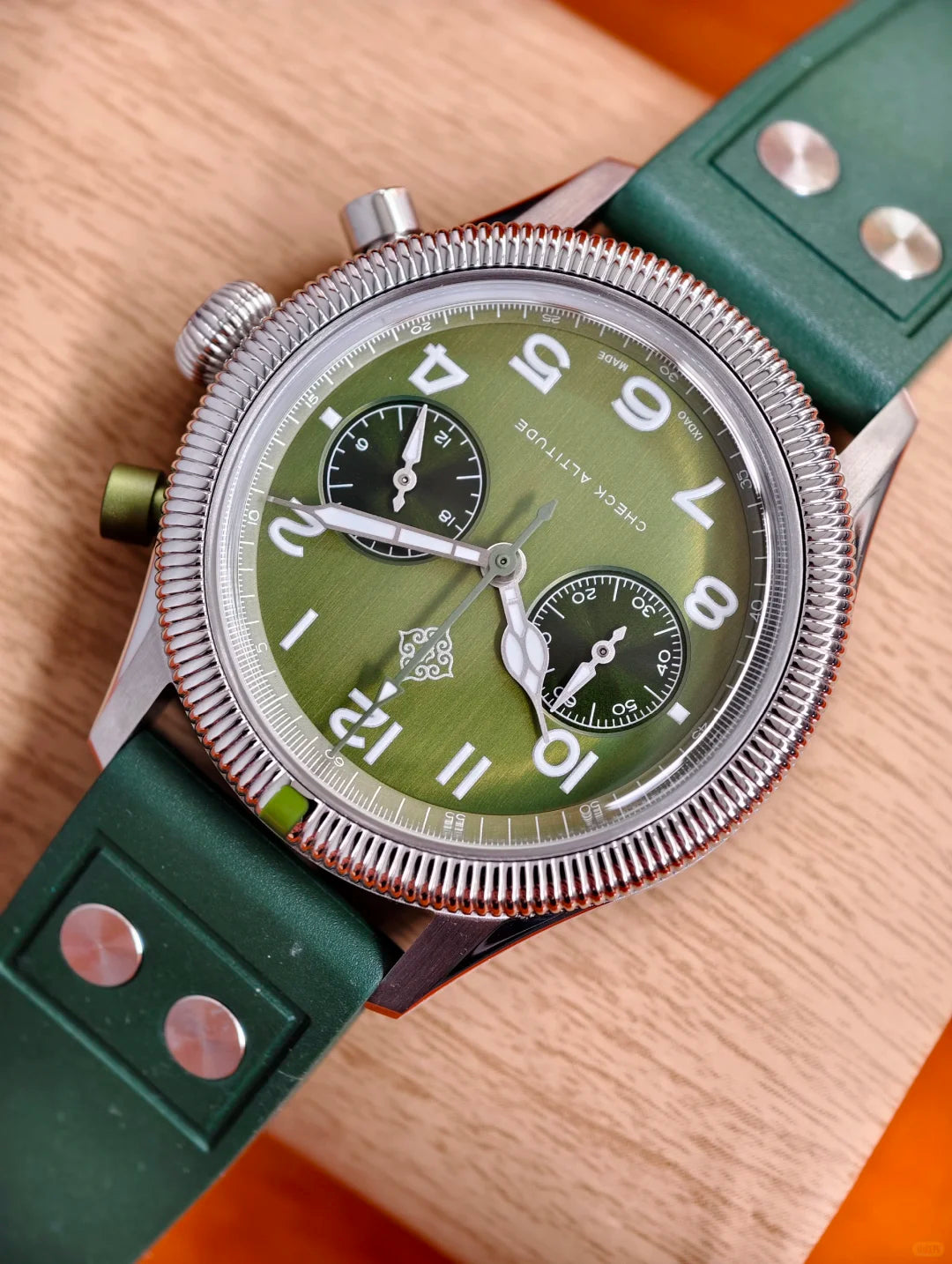 ★Early Bird★IXDAO 39mm VK64 Pilot Chronograph Watch Green Dial