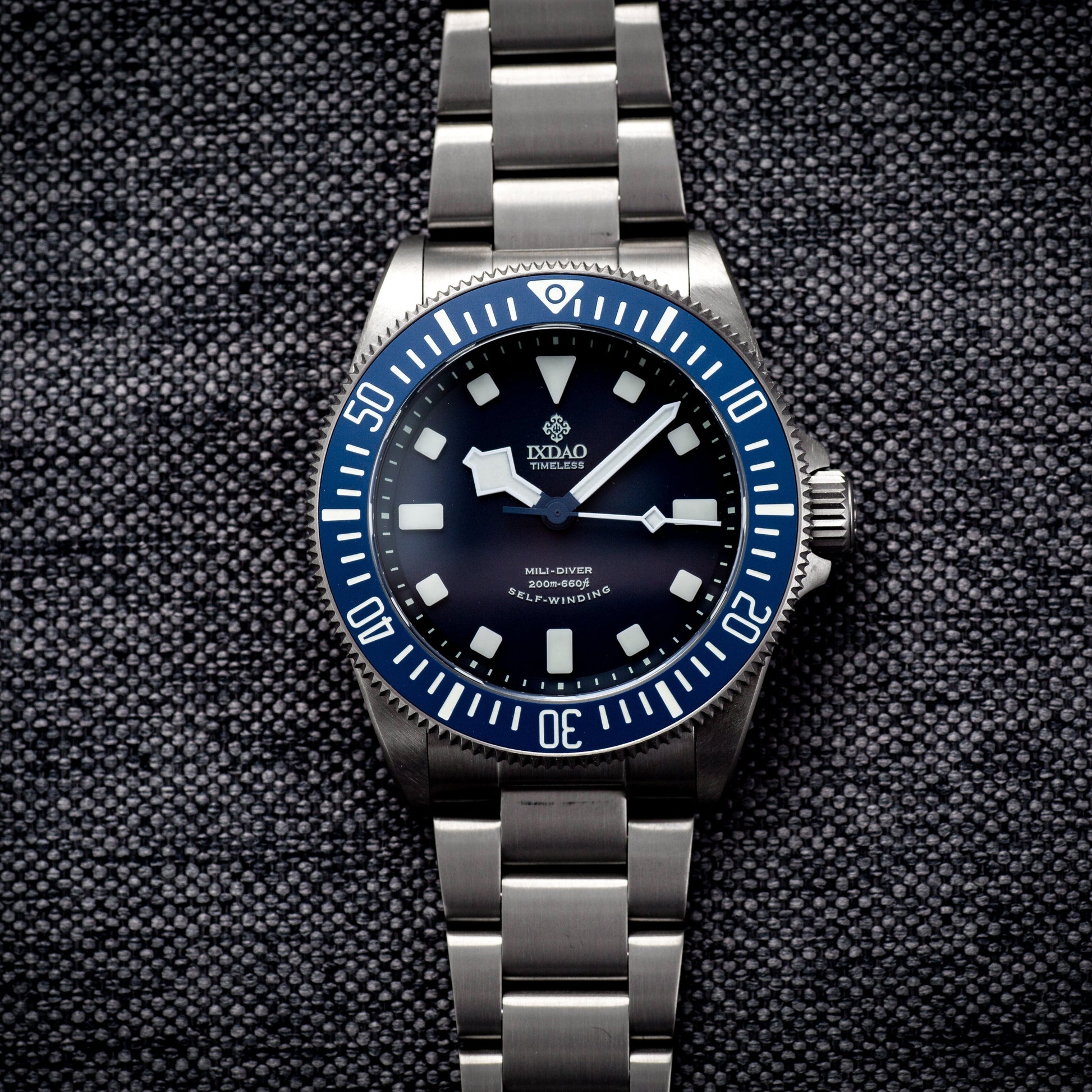 IXDAO Titanium 39mm Automatic Dive Watch Blue Dial Full Scale Bezel IXDAO Watch Official Store