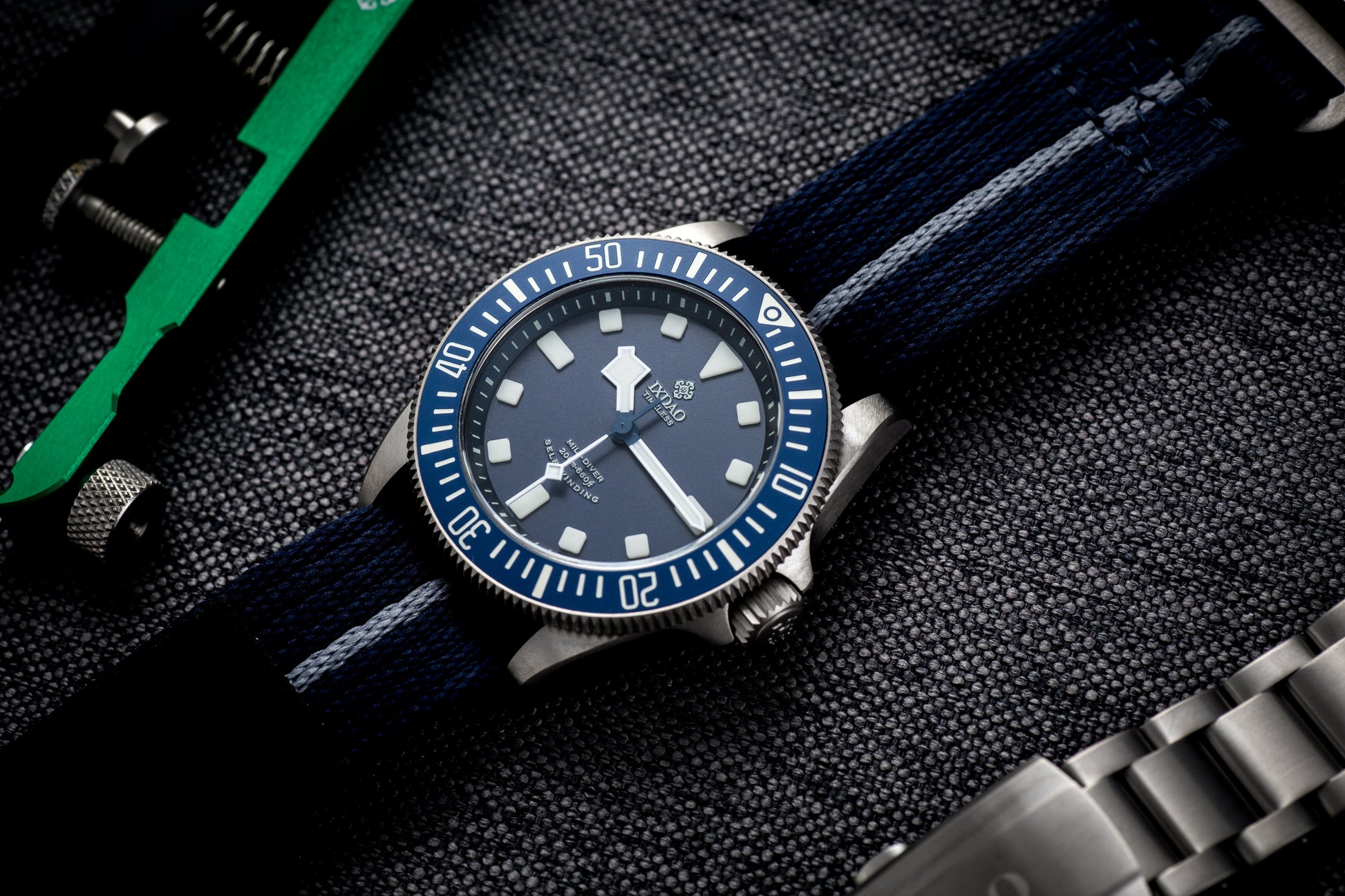 IXDAO Titanium 39mm Automatic Dive Watch Blue Dial Full Scale Bezel IXDAO Watch Official Store