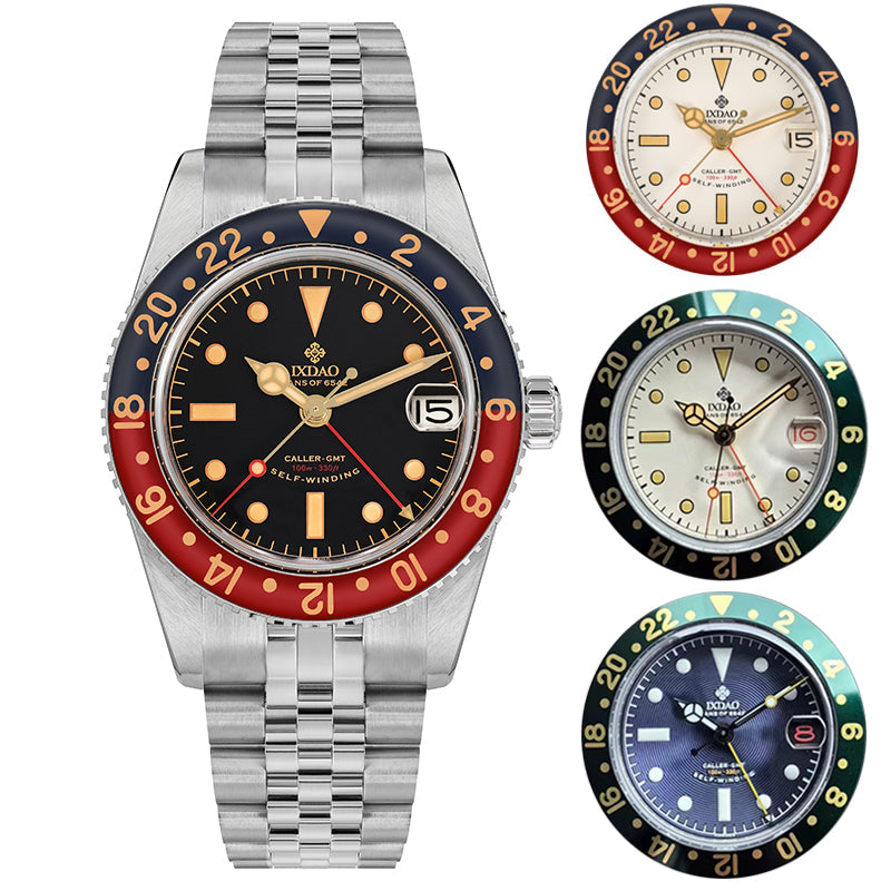 IXDAO 6542 Vintage 38MM NH34 GMT 904L Automatic Dive Watch Grey Dial IXDAO Watch Official Store