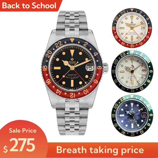 ☆Back to School Sale☆IXDAO 6542 Vintage 38MM NH34 GMT 904L Automatic Dive Watch