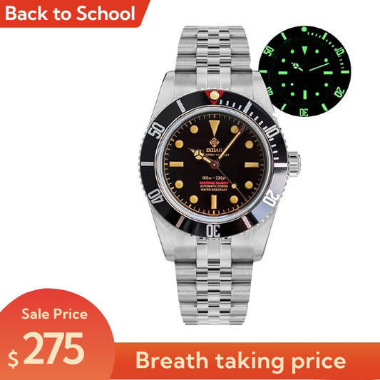 ☆Back to School Sale☆IXDAO 6542 Vintage 38MM NH38 904L Automatic Dive Watch