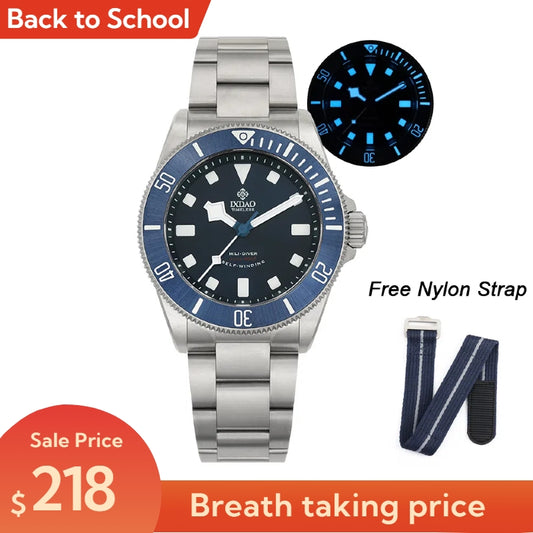 ☆Back to School Sale☆IXDAO Titanium 39mm Automatic Dive Watch